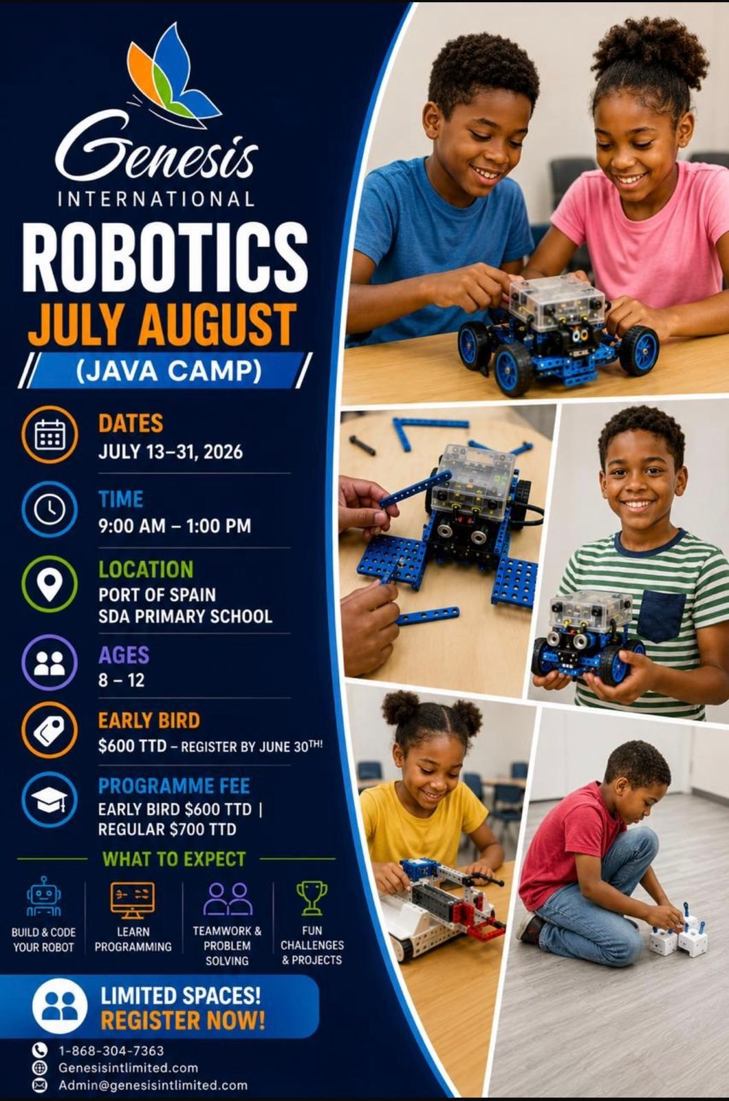 Genesis Robotics JAVA Camp - Port of Spain flyer